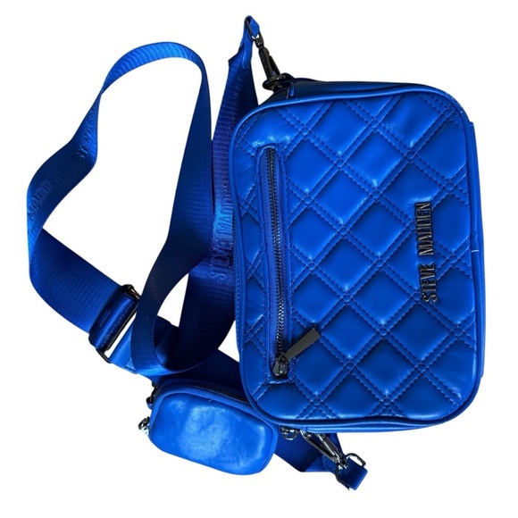 Steve Madden Blue Crossbody Quilted  Bag with Sleek Design - Picture 5 of 15